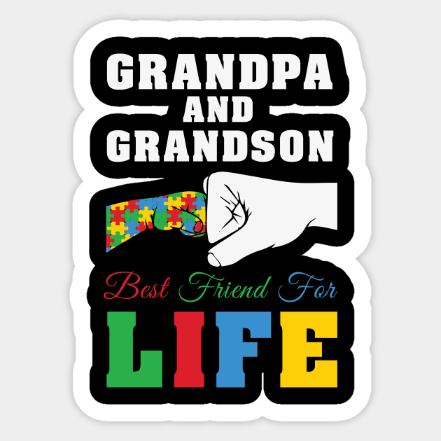 Grandpa and Grandson Puzzle Fist Autism Awareness Gift for Birthday, Mother's Day, Thanksgiving, Christmas Sticker by skstring